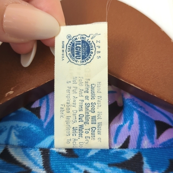 Roxanne 70's Vintage Union Made Floral Pointed Collar Button Down Shirt Purple M - Picture 6 of 12